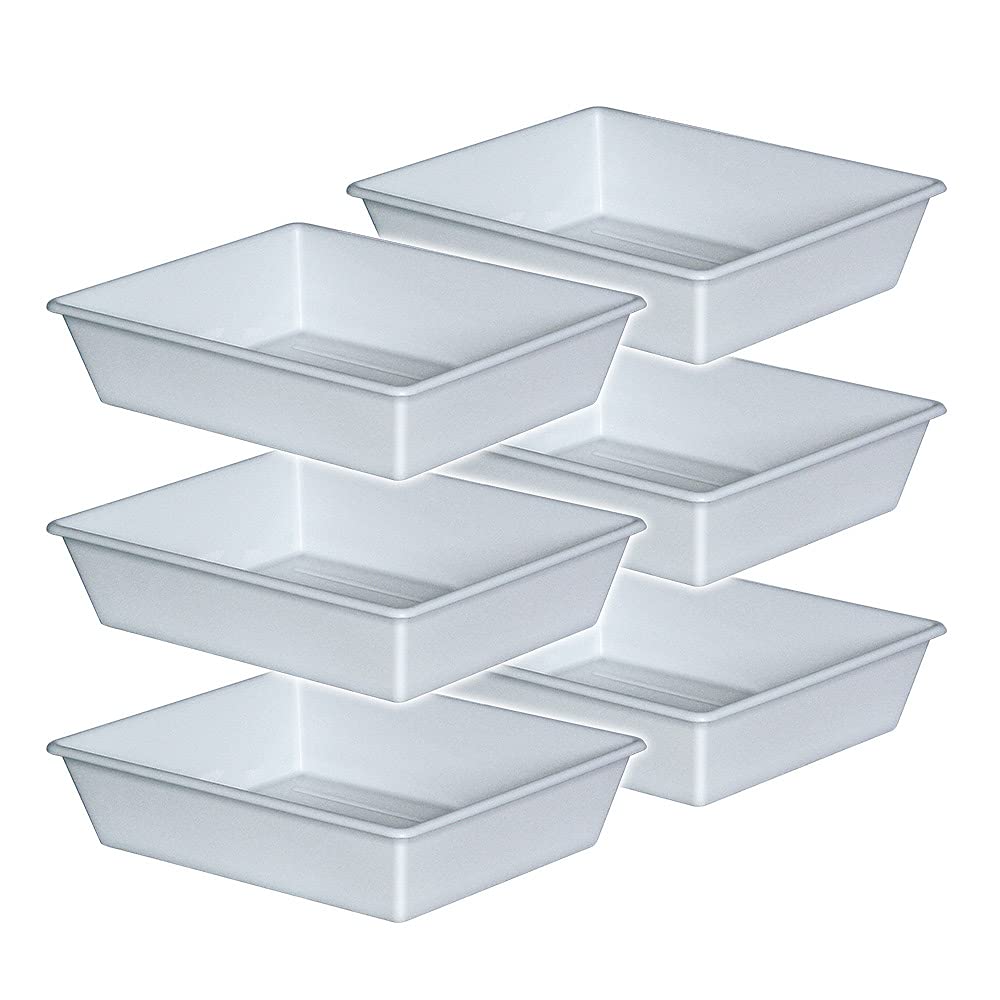 BRB 6x Kunststoffwanne/Laborwanne, PP, LxBxH 305x245x65 mm, 1,1 Liter, weiss