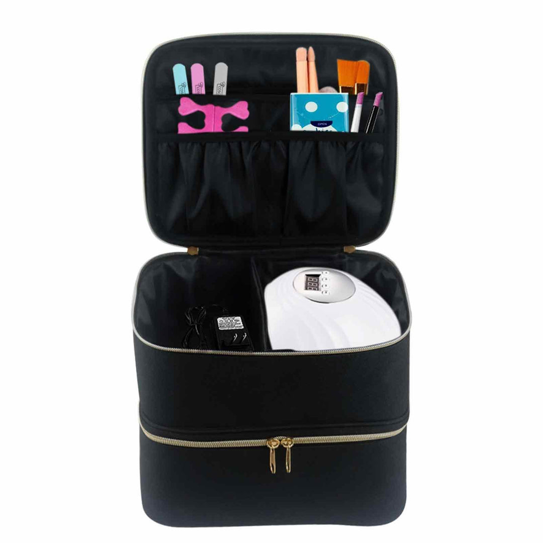 Nagellack Aufbewahrung Tasche Doppelschicht, Nagellack Reisetasche für 30 Flasche und Nagellampe, Na