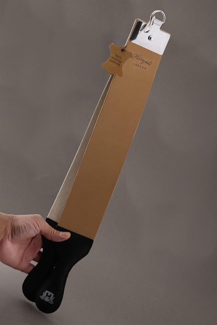Haryali London Leather strap with handle for sharpening razor blades 38cm long & 7.5cm wide