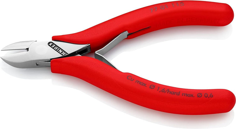 Knipex Elektronik-Seitenschneider mit Kunststoff überzogen 115 mm 77 01 115 runder Kopf, mit Facette