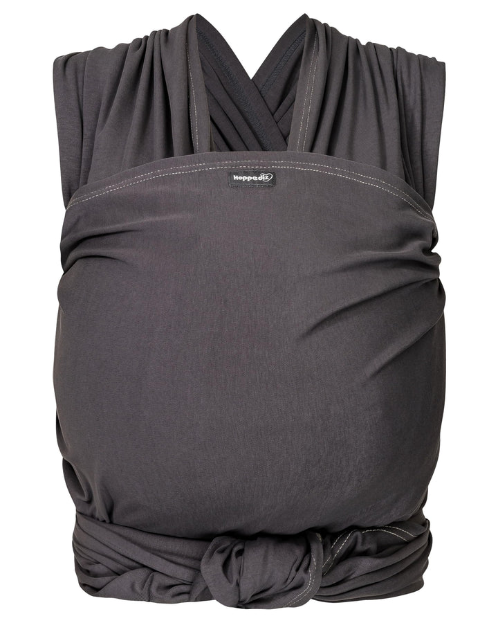 Hoppediz Elastisches Babytragetuch ab Geburt, Anthrazit 4,60 m | Ergonomisches Tragetuch für frühgeb
