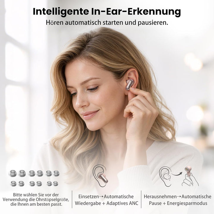 TOZO NC20 Bluetooth-Kopfhörer 6.0,6 Mics & ENC AI für kristallklare Anrufe,LDAC Hi-Res Audio,IPX8,Ve