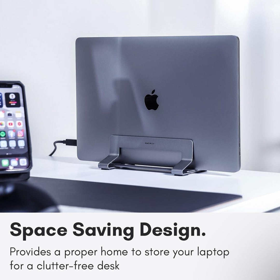Macally Vertical Laptop Stand for Desk Space | Adjustable Vertical Stand Cradle | Laptop Holder - Ap