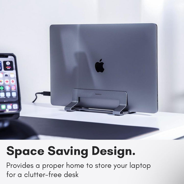 Macally Vertical Laptop Stand for Desk Space | Adjustable Vertical Stand Cradle | Laptop Holder - Ap