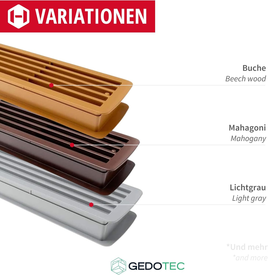 Gedotec Lüftungsgitter | 457 x 92 mm | 1 Stück | Tür-Gitter Weiss Kunststoff ABS | Türlüftung für Tü
