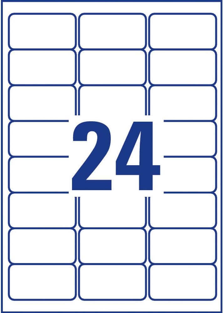 Avery L4773-20 Robuste Laseretiketten ( 24 Stück pro Blatt, 63,5 x 33,9 mm) 480 Etiketten weiss