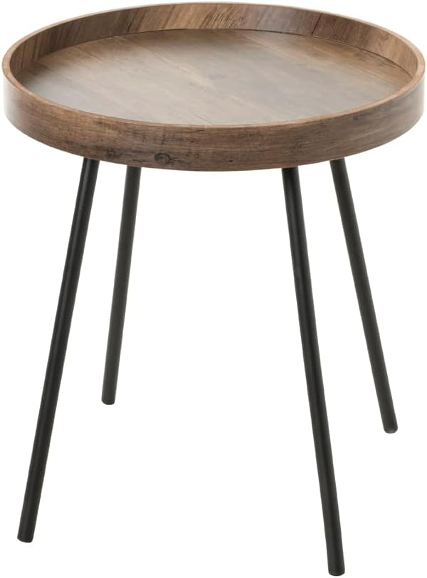 HAKU Möbel Beistelltisch, MDF, eiche, schwarz, Ø 40 x H 45 cm, Eiche, Schwarz