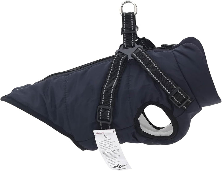 Hundemantel Marineblau aus Fleece und Polyester L28 mit verstellbarem Gurt, reflektierend, winddicht