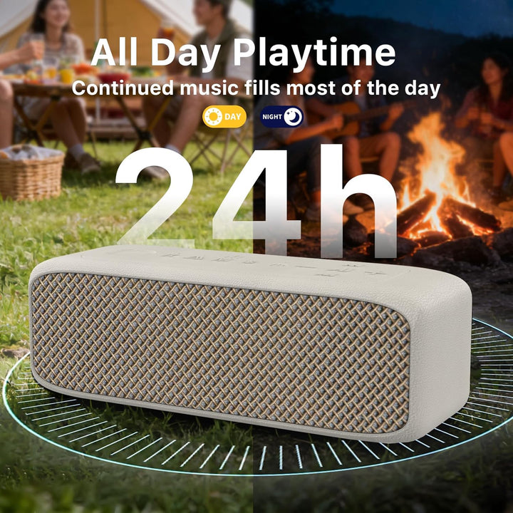 JUOVI kabelloser Tragbarer Bluetooth Lautsprecher, IP68 Wasserdicht, 24 Stunden Spielzeit, Bluetooth