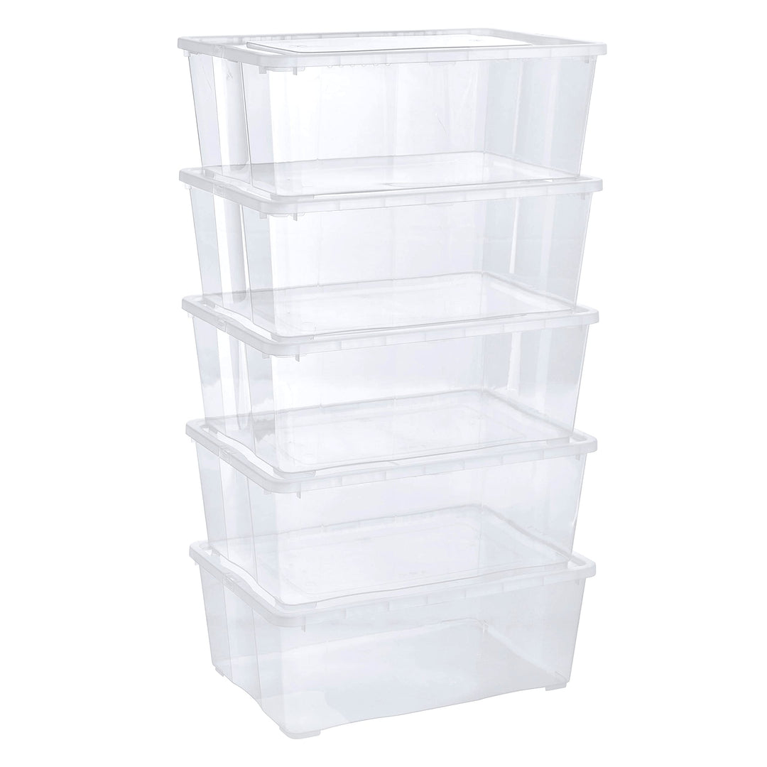 Grizzly Aufbewahrungsboxen 5 x 10 L mit Deckel transparent - Klarsichtboxen stapelbar mit Belüftung