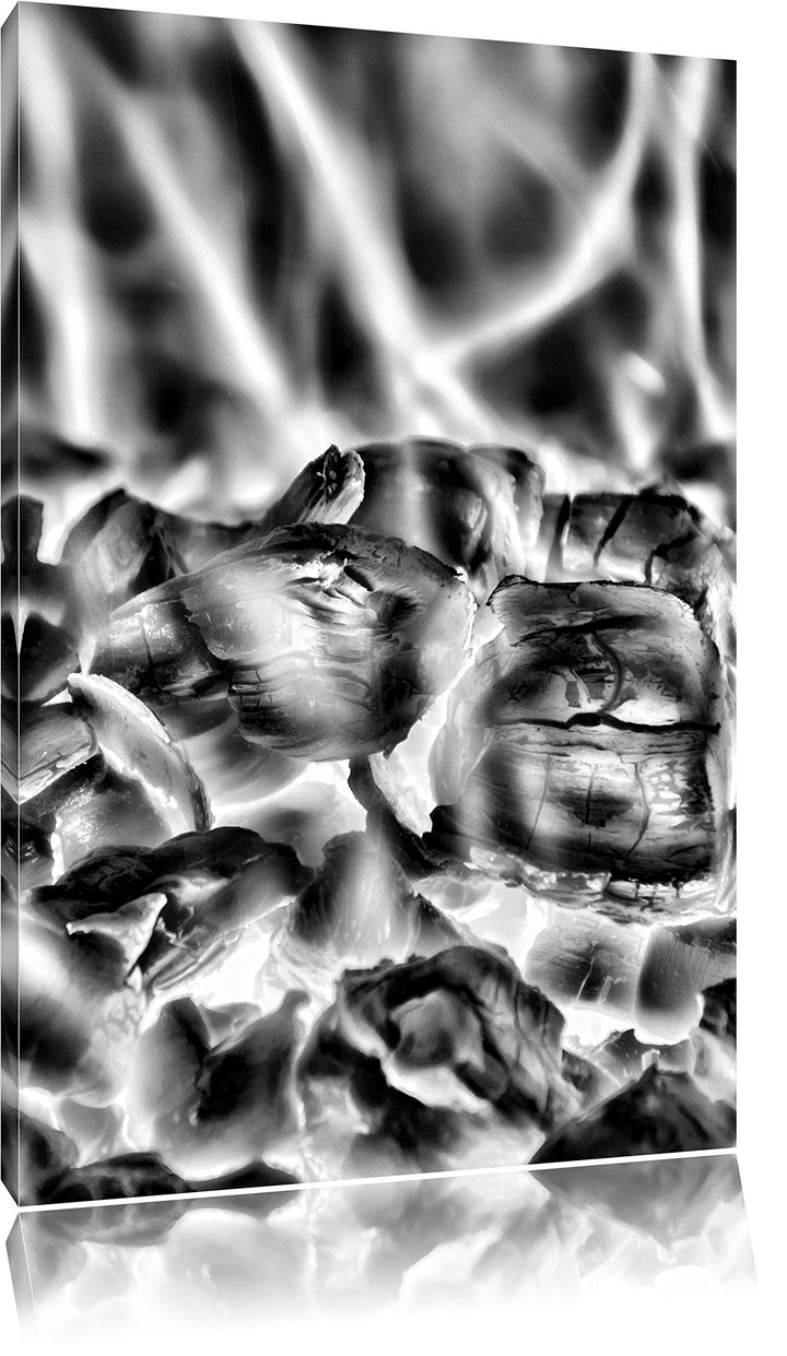 Pixxprint Holzkohle Feuer als Leinwandbild/Grösse: 100x70 / Wandbild/Kunstdruck/fertig bespannt, 100
