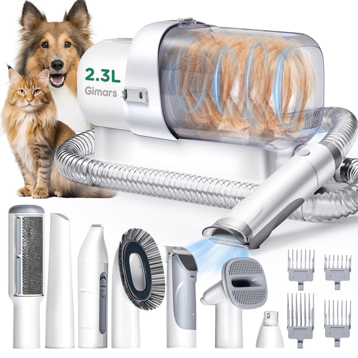Gimars Hundeschermaschine mit Staubsauger, 2,3L Hundestaubsauger mit 12000 Pa Saugkraft, leises Sche