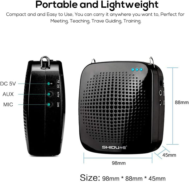 Sprachverstärker mit kabelgebundenem Mikrofon Headset, Stimmverstärker Tragbarer SHIDU S511 Mini-Lau
