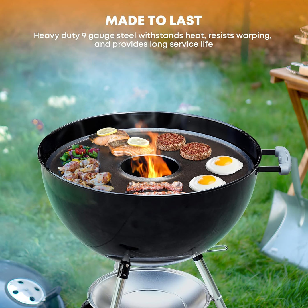 onlyfire Feuerplatte, Ø 54,5cm Grillring, Grillplatte für Weber 57cm Holzkohle Kugelgrill, Räucherof