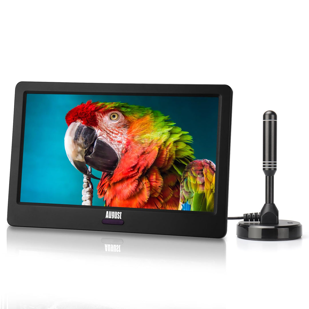 Tragbarer Mini Fernseher - August DA900D - 9 Zoll mit Akku - Portabler hochauflösender LCD TV mit DV
