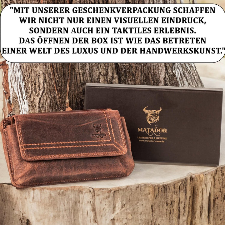 MATADOR Echt Leder Universal Handy-Tasche Holster Gürteltasche Magnetverschluss Quer für Handys bis
