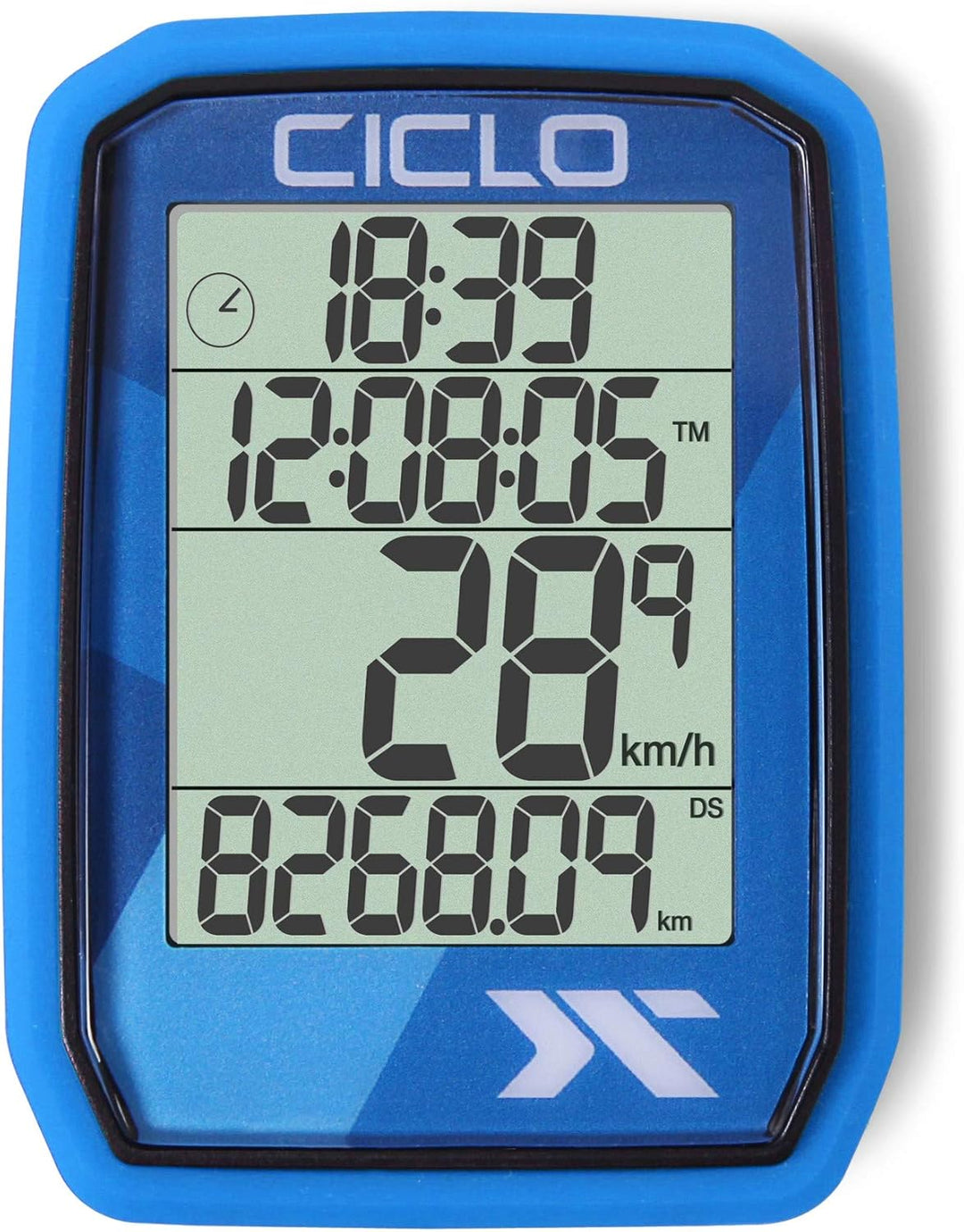 CICLO PROTOS 105 verkabelter Fahrradcomputer, mit 5 automatischen Funktionen Blau, Blau
