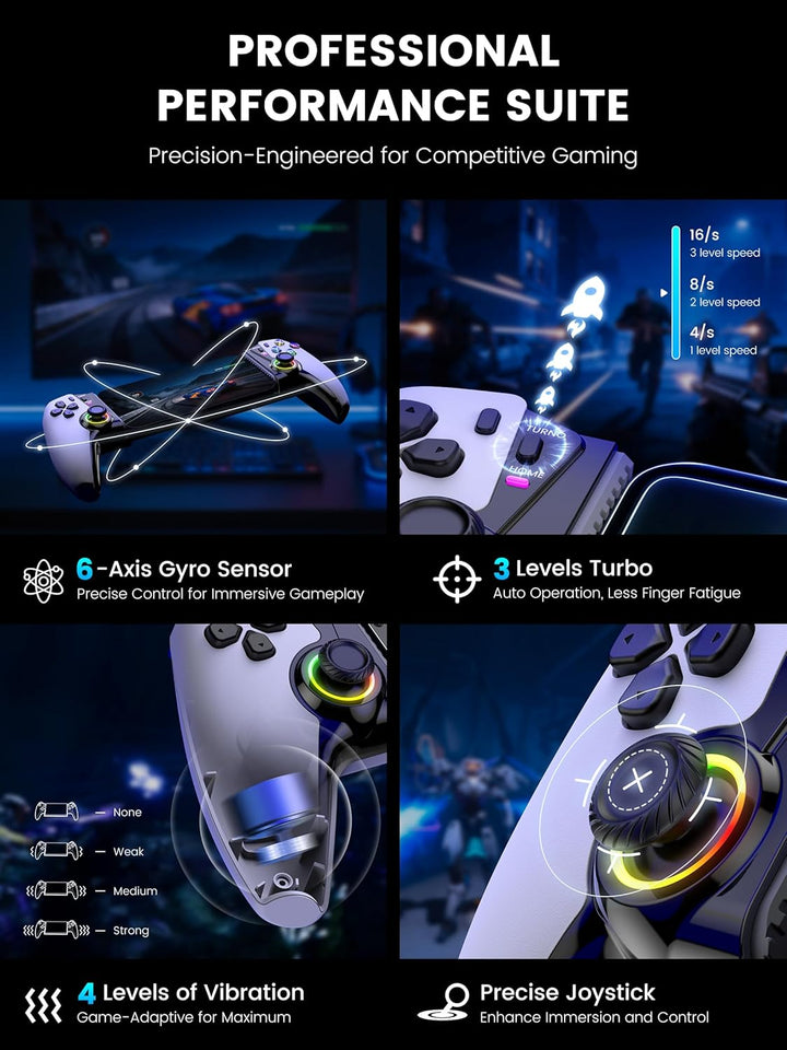 HASACOOL Handy Controller Bluetooth für iPhone/Android mit Hall-Effekt Joysticks/Hall Trigger, 1000m