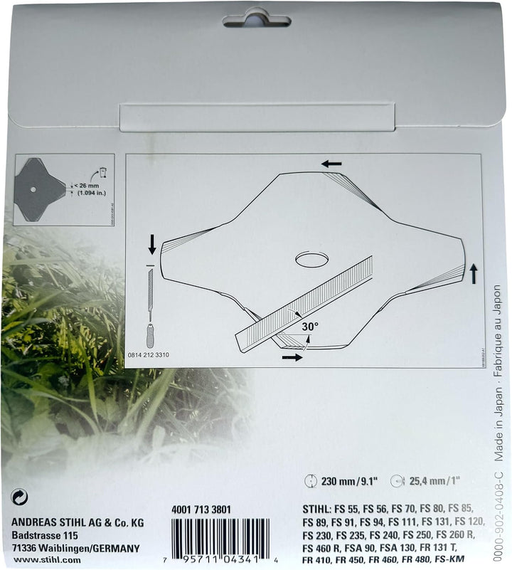Stihl Disc 230-4 Schneidkanten Gras, 1 Stück, 40017133801, Schwarz