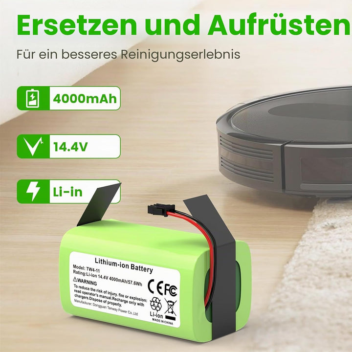 ASUNCELL 4000 mAh 57.6Wh 14.4V Ersatzakku für RoboVac 11 Li-Ion-Akku, kompatibel mit RoboVac 11S 11S