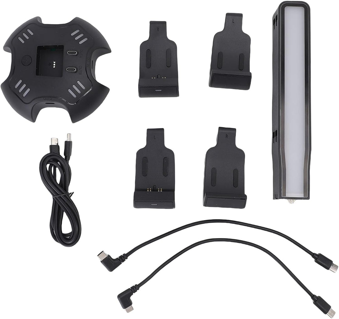 Controller-Ladegerät-Halterung mit 9 RGB-Lichtmodi für Gamer-Desktop, USB-Port-Headset-Ständer, Kabe