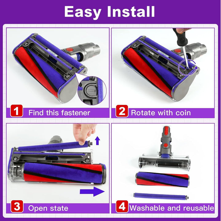 Softwalze Bodendüse Zubehör für Dyson V7 V8 V10 V11 V15 SV10 SV11 SV12 SV14 SV15 SV22 Staubsauger, E