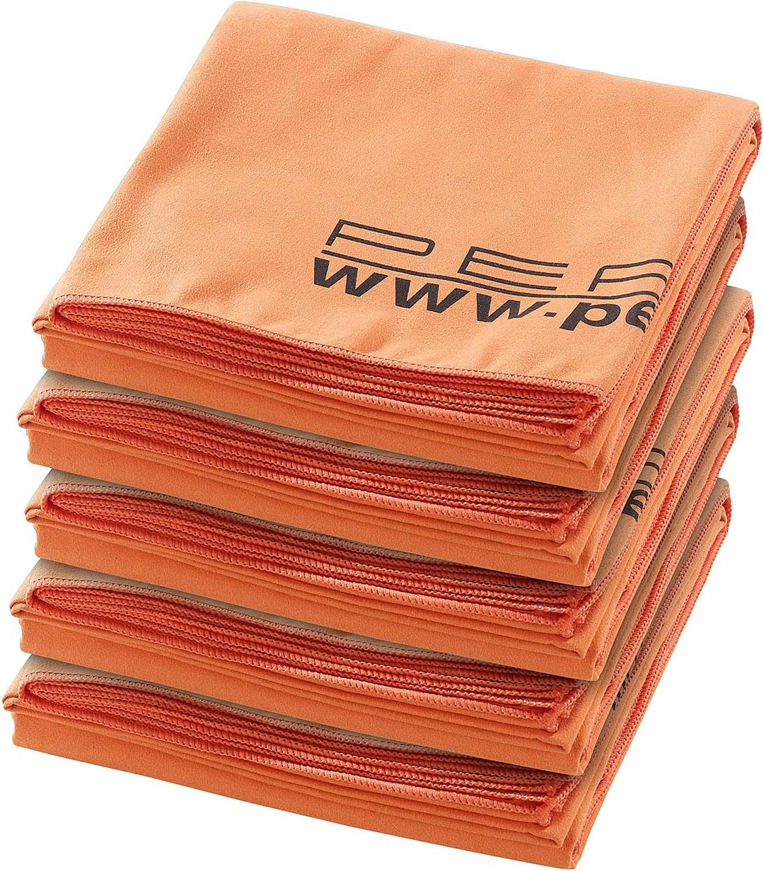 PEARL Microfleece Handtuch: 5er-Set extra-saugfähige Mikrofaser-Badetücher, 180 x 90 cm, orange (Sup