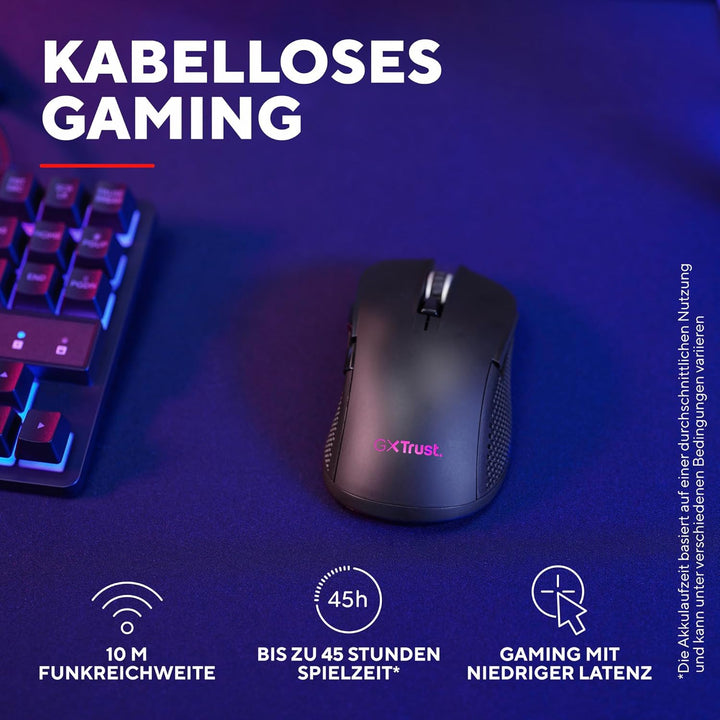 GXTrust Ybar Dual Kabellose Gaming Maus Bluetooth + 2.4GHz, Schwarz