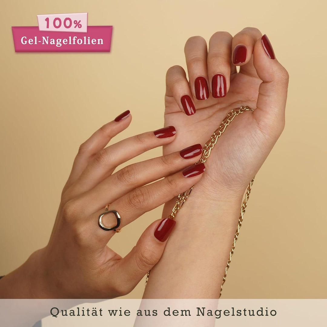 DANNI &amp; TONI Halb ausgehärtete Gel Nagelfolien (Garnet Gaze) scarlet Katzenauge Glänzend Nagelset uv