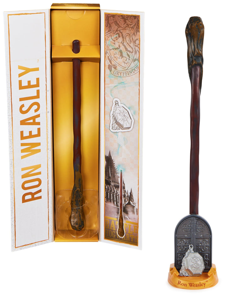Wizarding World Harry Potter - Authentischer Ron Weasley Zauberstab aus Kunststoff mit Zauberspruch-