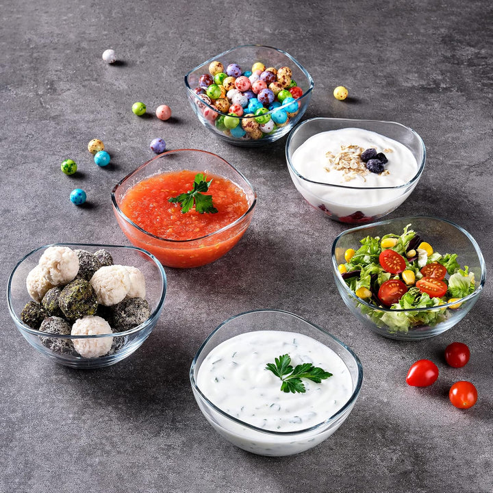 CRYSTALIA Premium Glas Dessertschalen Set 6, 310ml 100% BLEI FREI Stabelbare Glasschalen, Dessertglä