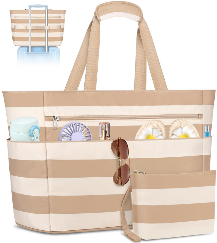 Strandtasche mit Reissverschluss XXL Familie Strandtasche Damen Gross Shopper Tasche Beach Tote Bag