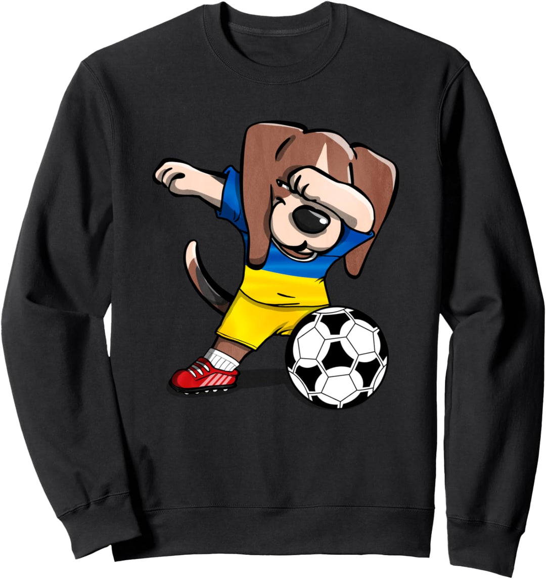 Dabbing Dog Tupfen Beagle Ukraine Fussball Ukrainische Flagge Sweatshirt
