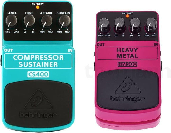 Behringer COMPRESSOR/SUSTAINER CS400 Ultimatives Dynamik-Effektpedal & HM300 Heavy-Metal-Distortion-