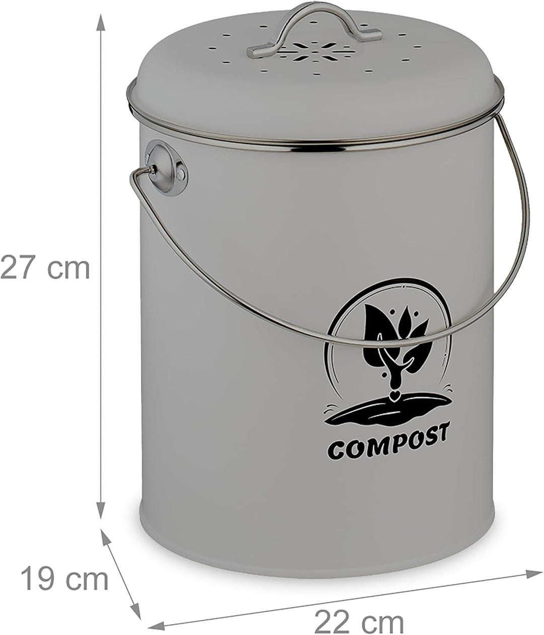 Relaxdays Komposteimer Küche 5,5 Liter, Mülleimer mit Deckel und Geruchsfilter, Abfalleimer Biomüll,