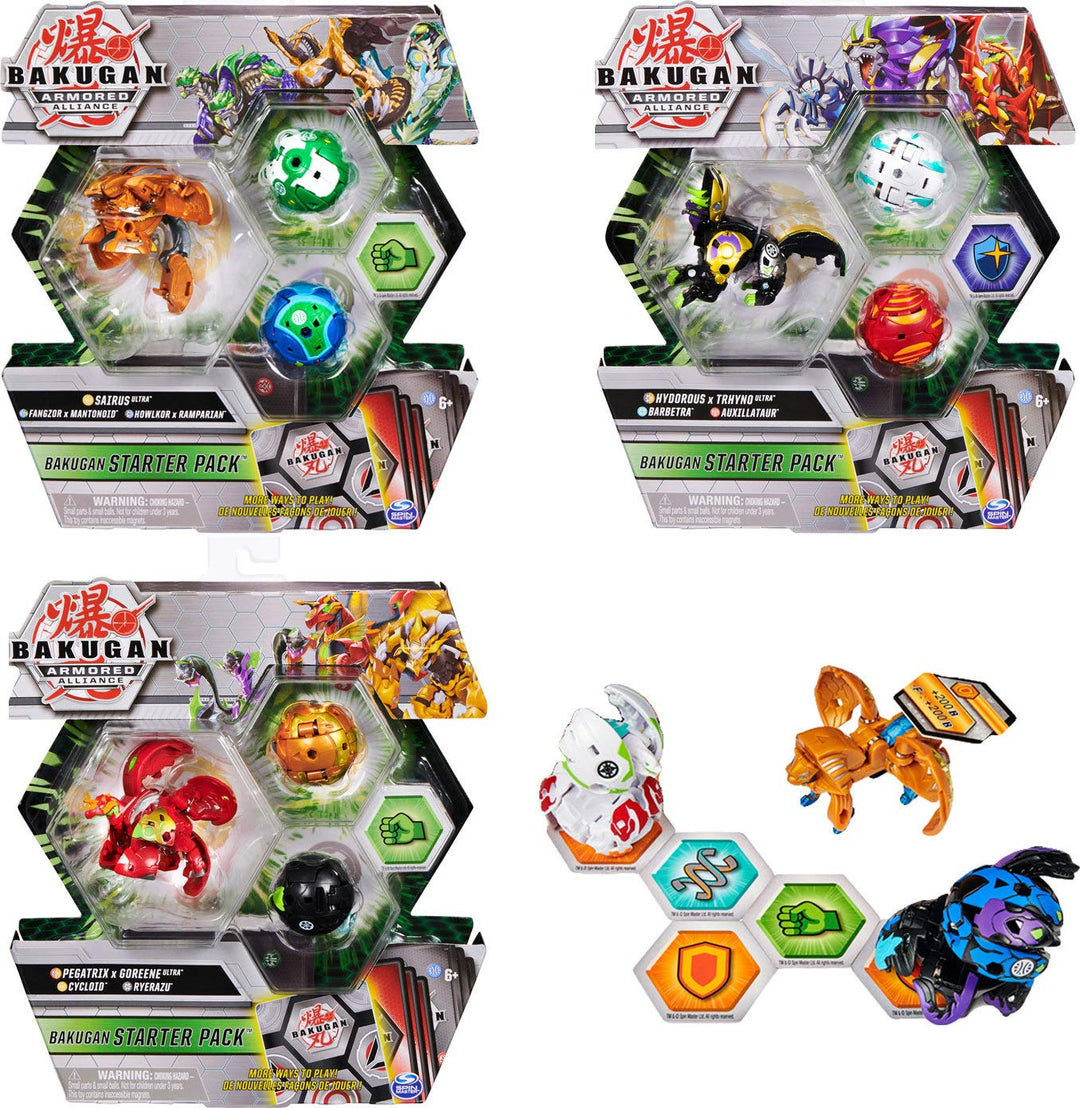BAKUGAN Starter Pack mit 3 Armored Alliance (1 Ultra & 2 Basic Balls) inkl. Fusions-Charakteren, unt
