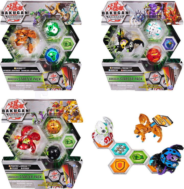 BAKUGAN Starter Pack mit 3 Armored Alliance (1 Ultra & 2 Basic Balls) inkl. Fusions-Charakteren, unt