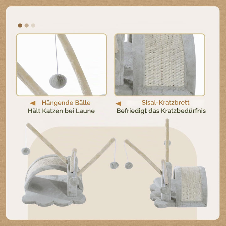 PawHut Kratzbaum 40 cm Kleiner Katzenturm mit Höhle, 2 Spielball, Kratzmatte, Katzenkratzbaum, Klett