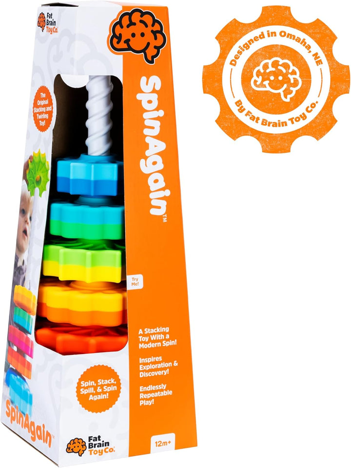 Fat Brain SpinAgain Spinning Toy, Stacking Toy for Babies, Colourful Development Toy, the First Ever