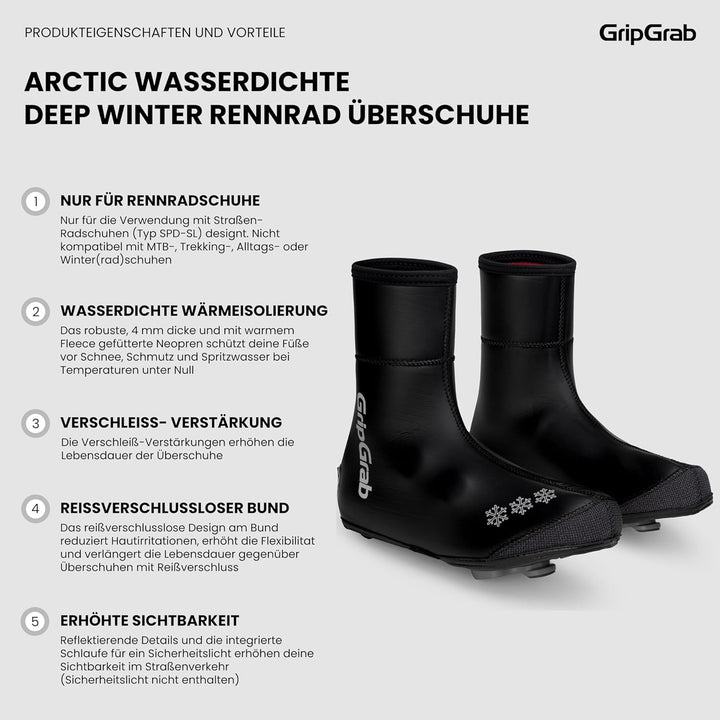 GripGrab Arctic Gefütterte Winter Rennrad Überschuhe Extrem Warme wasserdichte Winddichte Thermo Rad