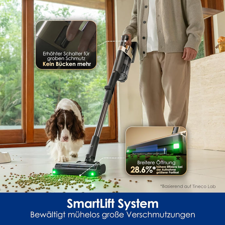 Tineco Pure ONE A90S Akku Staubsauger, 270AW Saugkraft, 3DSense Master-Bürste, Dreifache Kantenerken