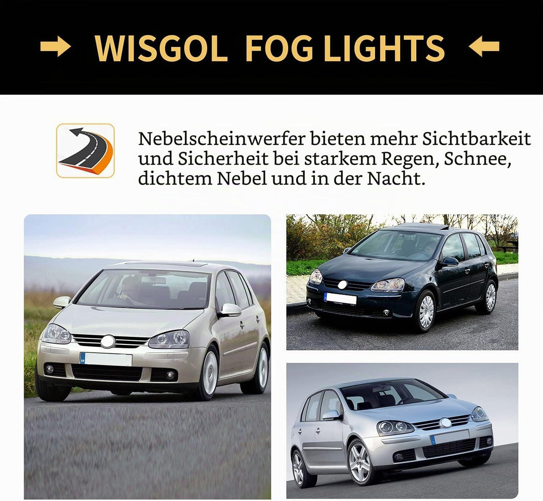 WISGOL Nebelscheinwerfer passt für VOLKSWAGEN VW Golf V 5 (1K1/1K5) 11/2004-06/2009 Ein Paar Nebelsc