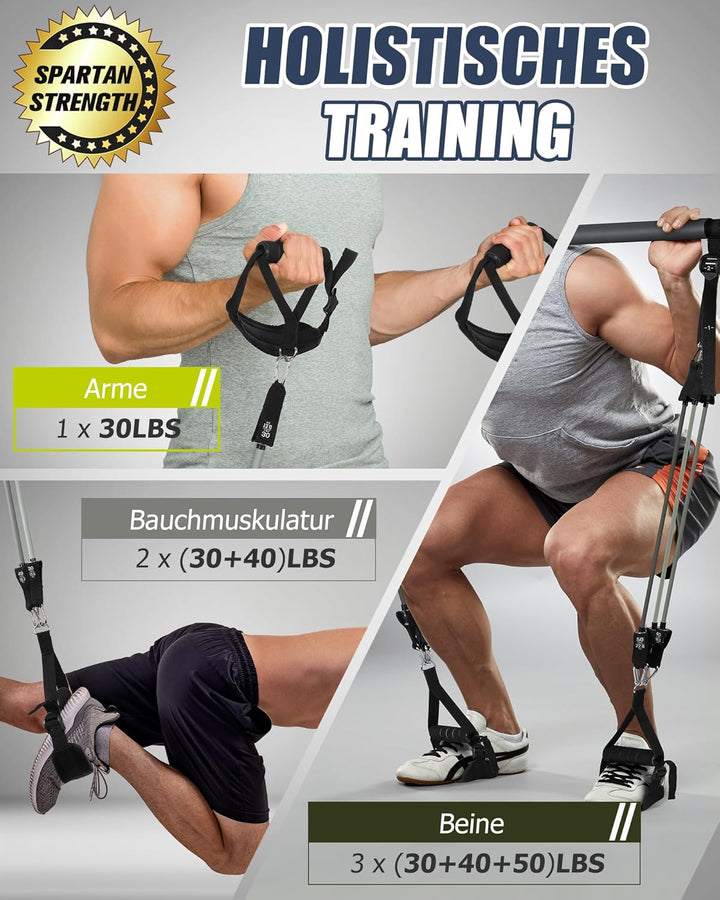 ALongSong Fitnessbänder Pilates Bar Set mit 6 Widerstandsbänder 30/40/50lbs, Ganzkörper-Trainings-Pi