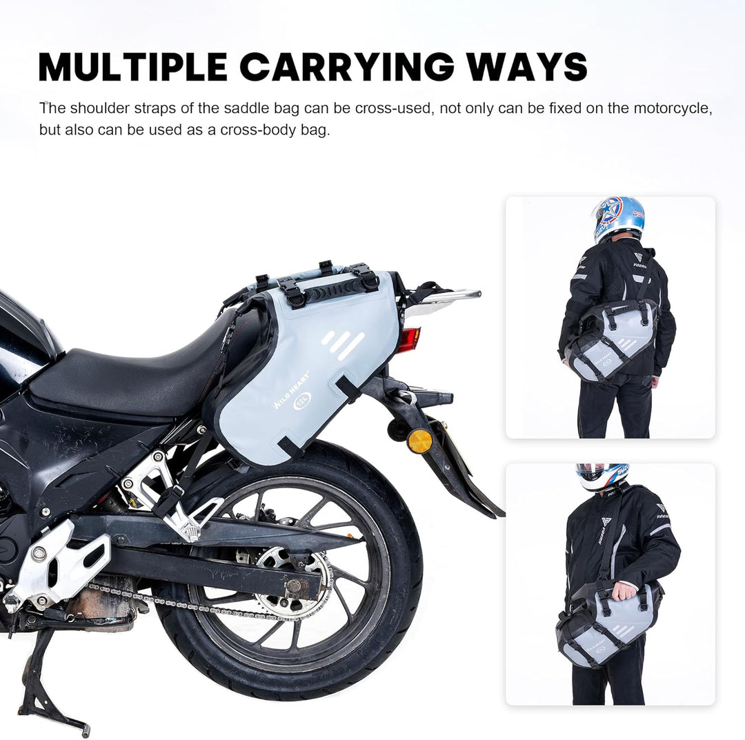 WILD HEART Motorrad Satteltaschen Wasserdicht 24L(12L*2) Motorrad Seitentaschen Packtaschen Kofferra