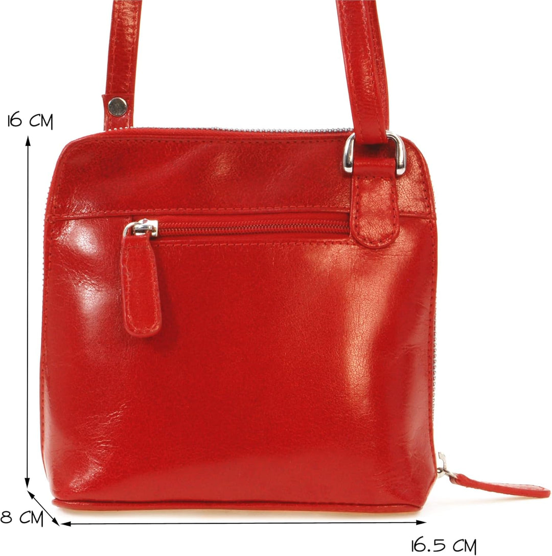 Catwalk Collection Handbags - Leder - Klien Umhängetasche/Schultertasche - LENA S Rot, S Rot