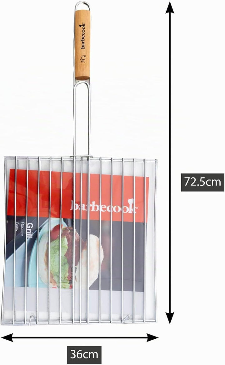 barbecook Klappbares Grillgitter aus verchromtem Edelstahl mit hochwertigem Griff aus nachhaltigem H