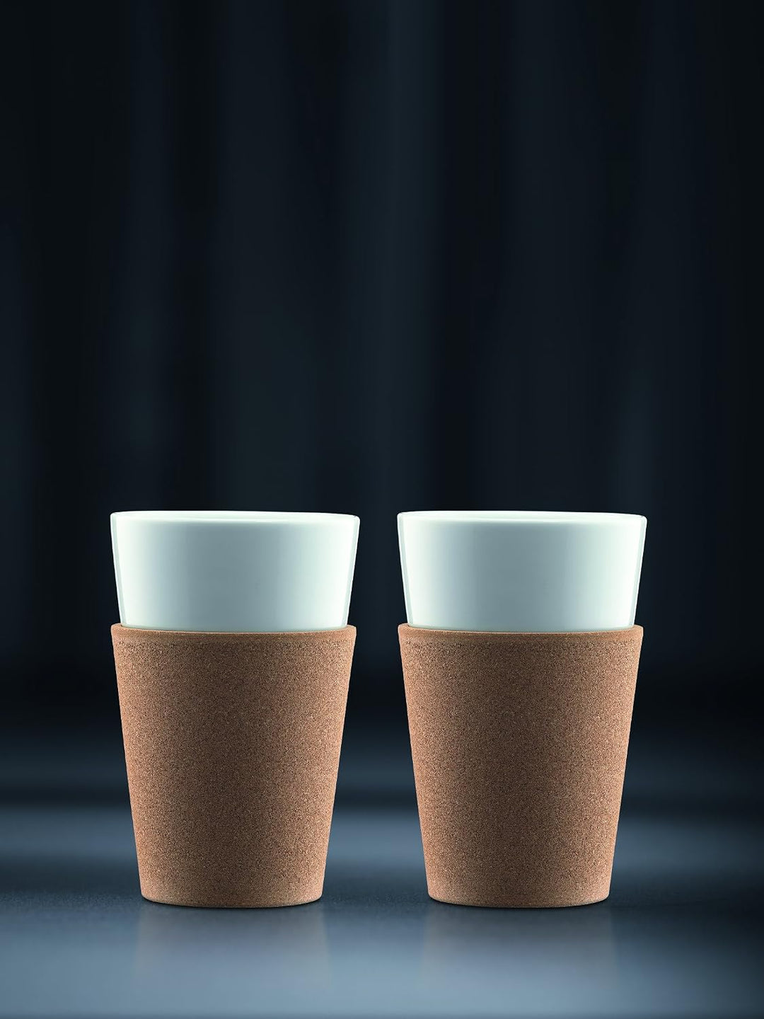 Bodum 11583-109 Bistro Tassen- Set 2 Stück, Porzellan, Kork/Weiss, 0.6 L, 9.9 x 6.5 x 14.6 cm, 2 Ein