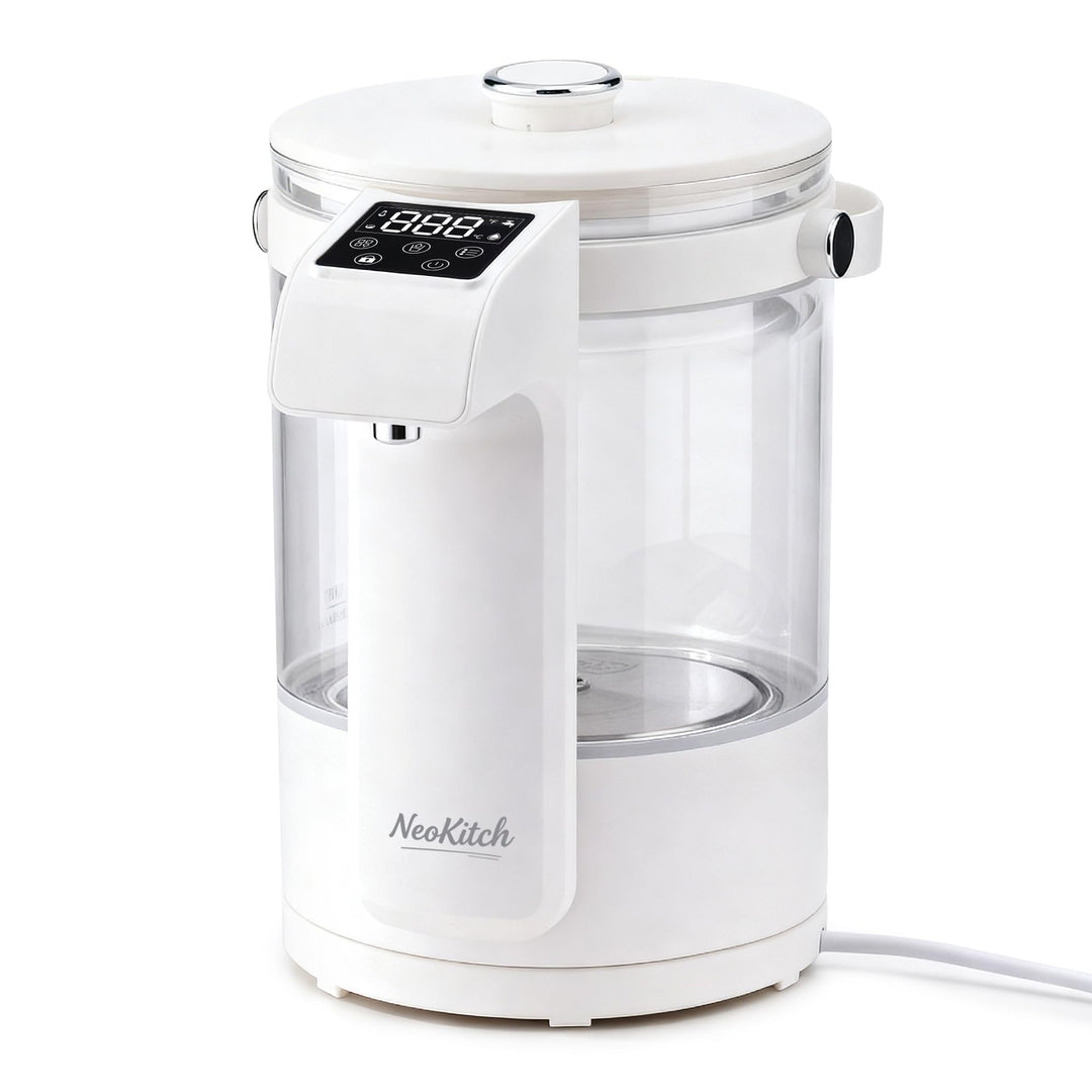 NeoKitchen Glaswasserkocher Temp.-Einst. 40-100°C, 12 Stufen, 2.5L Heisswasserspender, Edelst. 316 &