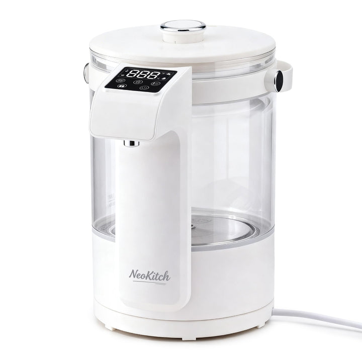 NeoKitchen Glaswasserkocher Temp.-Einst. 40-100°C, 12 Stufen, 2.5L Heisswasserspender, Edelst. 316 &
