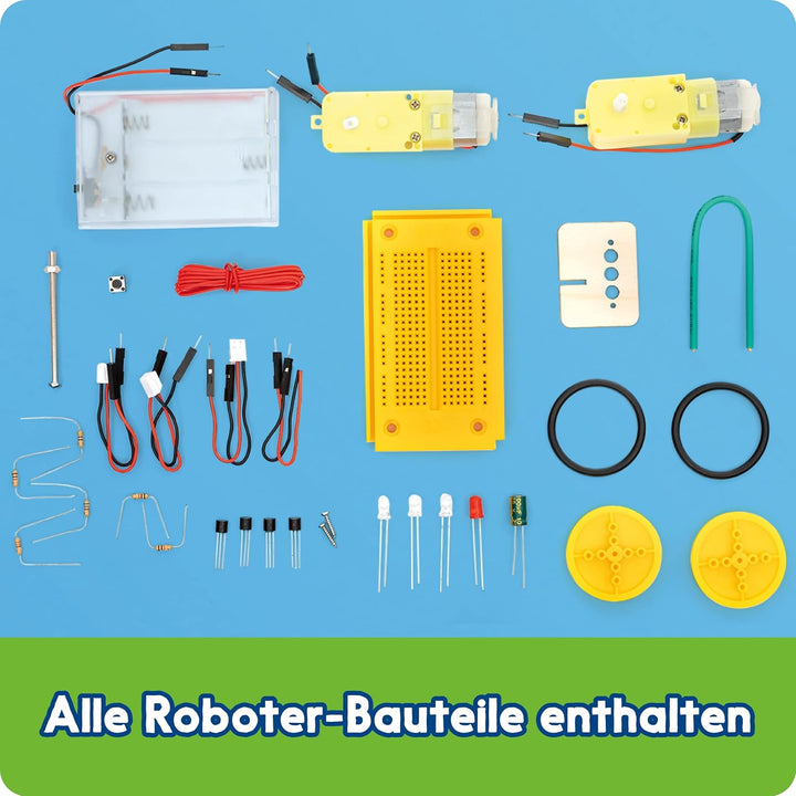 Franzis 67158 - GEOlino Roboter Bausatz, inkl. Handbuch mit ausführlicher Anleitung, ohne Löten, für